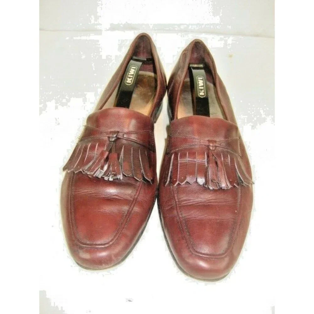 Mens Bill Blass (Italy)  Cordovan Leather Tassle Kilt Loafers sz 10.5